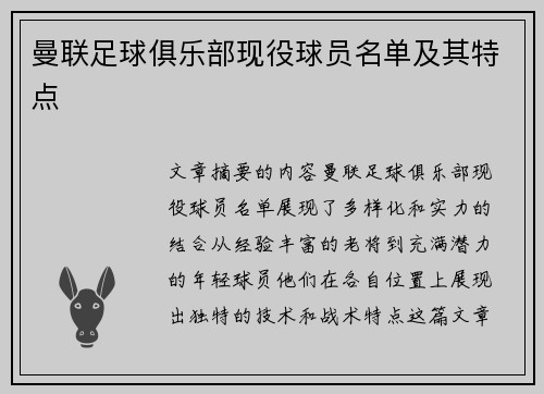 曼联足球俱乐部现役球员名单及其特点